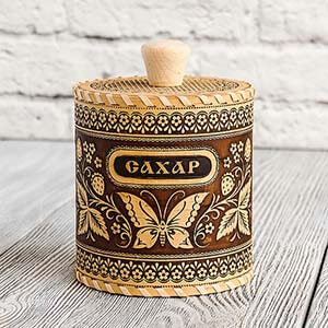 Туесок для сахара "Бабочка - земляника" 10х11 см
